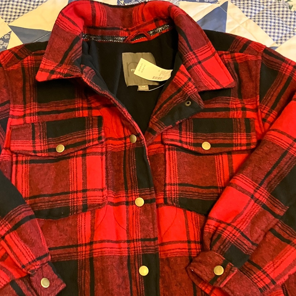 Maurices Red and Black Plaid Jacket